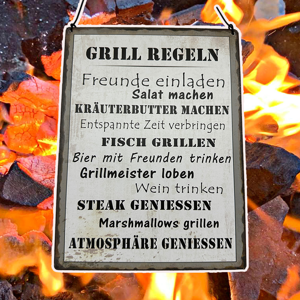 Blechschild “Grill Regeln" Grillplatz Deko
